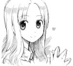  copyright_request hage heart long_hair monochrome simple_background smile solo white_background 