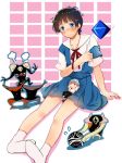  angel_(evangelion) blush brown_hair crossdressinging frown ikari_shinji israfel leliel miniboy multiple_boys nagisa_kaworu neon_genesis_evangelion ramiel sachiel school_uniform sitting skirt socks sweat tabris trap zeruel 