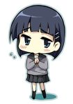  black_hair blue_eyes blush chibi hair_ornament hairclip kirigaya_suguha minase_shuu school_uniform skirt sword_art_online 