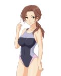  brown_eyes brown_hair competition_swimsuit idolmaster idolmaster_cinderella_girls kawashima_mizuki long_hair one-piece_swimsuit shoken solo swimsuit transparent_background 