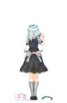  apron cutting_hair first_aid_kit from_behind headwear_removed izayoi_sakuya kneehighs maid maid_headdress puffy_sleeves scissors short_hair silver_hair solo terajin touhou waist_apron 