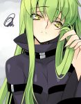  alternate_costume c.c. code_geass creayus frown green_hair long_hair solo yellow_eyes 