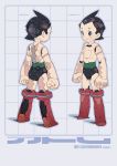  android atom_(tetsuwan_atom) black_hair blue_eyes boots mhk_(mechamania) robot_joints shirtless short_hair solo tetsuwan_atom 