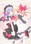  alternate_costume aogiri_sei ascot bat_wings blonde_hair blue_hair blush bow enmaided fang flandre_scarlet maid maid_headdress multiple_girls open_mouth red_eyes remilia_scarlet ribbon short_hair siblings side_ponytail sisters skirt smile touhou wings wrist_cuffs 
