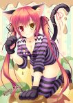  animal_ears blush breasts cat_ears cat_tail dated hair_ribbon heterochromia long_hair looking_at_viewer original paws red_hair redhead ribbon smile solo striped striped_legwear tail tail_ribbon takano_yuki takano_yuki_(allegro_mistic) thigh-highs thighhighs twintails yellow_eyes 