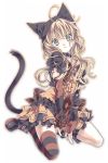  animal_ears cat_ears cat_tail copyright_request long_hair looking_at_viewer simple_background single_thighhigh solo tail thigh-highs thighhighs trickster white_background yuetsuki_(ash) 