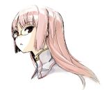  bust copyright_request glasses hage long_hair pink_hair red_eyes simple_background solo white_background 