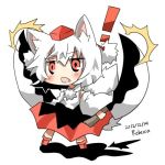  animal_ears blush dated fang hat inubashiri_momiji lowres open_mouth rebecca_(keinelove) red_eyes short_hair signature silver_hair solo tail touhou weapon wolf_ears wolf_tail 