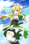  blonde_hair boots fairy_wings green_eyes leafa long_hair pointy_ears ponytail solo sword_art_online thigh-highs thighhighs wings zazagawara 
