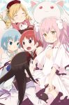  :3 akemi_homura black_hair blonde_hair blue_eyes blue_hair blush bow cape capelet charlotte_(madoka_magica) closed_eyes dress drill_hair eyes_closed fang goddess_madoka hair_bow hair_ribbon hand_holding hat holding_hands kaname_madoka kyubey magical_girl mahou_shoujo_madoka_magica miki_sayaka mizu_asato multiple_girls open_mouth pink_hair pink_legwear purple_eyes red_eyes red_hair redhead ribbon sakura_kyouko smile thigh-highs thighhighs tomoe_mami twin_drills two_side_up ultimate_madoka violet_eyes white_dress yellow_eyes zettai_ryouiki 