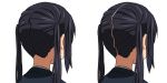  1girl black_hair close-up comparison from_behind highres k-on! nakano_azusa simple_background twintails watanore white_background 