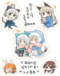  &gt;_&lt; :o animal_ears black_legwear blonde_hair blush_stickers brown_hair cat_ears cat_tail charlotte_e_yeager chestnut_mouth chibi chibi_on_head dog_ears dog_tail dotted_outline eila_ilmatar_juutilainen gertrud_barkhorn green_eyes hair_ribbon military military_uniform minigirl o_o orange_hair pantyhose purple_eyes ribbon sanya_v_litvyak silver_hair solid_circle_eyes strike_witches tail takahashi_(ichigo_no_katamari) tonttu twintails uniform violet_eyes white_legwear 