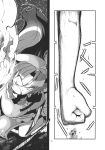  comic giant_monster giantess hat highres hokuto_(scichil) hong_meiling long_hair looking_up monochrome monster night night_sky open_mouth punching sky star star_(sky) starry_sky touhou 