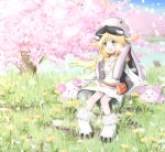  blonde_hair cherry_blossoms choky latale long_hair open_mouth paprika_shikiso smile solo 
