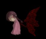  artist_request braid brown_hair butterfly_wings expressionless glowing glowing_eyes long_hair looking_back madotsuki messier_number red_eyes red_wings solo twin_braids wings yume_nikki 