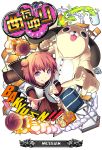  &gt;:) :q akaza_akari animal_costume bag chair cover cup dog_costume hair_bun kei-suwabe rocket solo table tongue yuru_yuri 