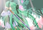  fia green_hair hair_ribbon katana long_hair rapier ribbon riviera solo suzuuchi_yayoi sword tree weapon 