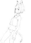  copyright_request crop_top flat_chest majima_yuki midriff monochrome navel panties short_hair simple_background solo traditional_media underwear white_background 