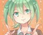  1boy bust face fei_rune green_eyes green_hair inazuma_eleven_(series) inazuma_eleven_go inazuma_eleven_go_chrono_stone male shino_(syllable) smile solo 