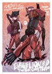  animal_hat brown_hair cat_hat character_name eva_02 evangelion:_3.0_you_can_(not)_redo eyepatch hand_behind_head hand_in_pocket hat highres hyde_(fxxker_family) long_hair mecha neon_genesis_evangelion plugsuit rebuild_of_evangelion shikinami_asuka_langley soryu_asuka_langley souryuu_asuka_langley title_drop track_jacket 