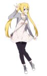  \n/ asaa asainaruto bag blonde_hair blue_eyes contemporary cross-laced_footwear dress genderswap grin long_hair long_sleeves naruko naruto pants purse shoes smile solo standing sweater tenten twintails uzumaki_naruto 