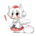  :3 animal_ears blush fang inubashiri_momiji lowres mofuji open_mouth rebecca_(keinelove) red_eyes short_hair silver_hair solo sukusuku_hakutaku tail touhou triangle_mouth wolf_ears wolf_tail 