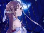  asuna_(sao) asuna_(sao-alo) bare_shoulders braid brown_eyes brown_hair bu_ding chain chains ear_covers elf jpeg_artifacts long_hair looking_at_viewer nose pointy_ears solo sword_art_online titania_(sao) 