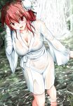  :d bandage bandages black_legwear blush breasts campbell_(pixiv) double_bun ibaraki_kasen mound_of_venus open_mouth partially_submerged red_eyes red_hair redhead ripples see-through short_hair smile solo touhou water waterfall wet wet_clothes wet_hair 