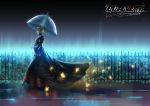  beatrice blonde_hair blue_eyes butterfly choker dress fence flower hair_flower hair_ornament high_heels highres madcocoon rain rose shoes solo umbrella umineko_no_naku_koro_ni 