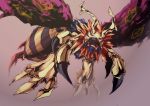  antennae digimon emudoru flymon gradient gradient_background insect insect_wings lowres mane multiple_wings no_humans open_mouth solo stinger torn_wings wings 