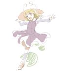  blonde_hair blush_stickers hat moriya_suwako outstretched_arms purple_eyes rough short_hair solo spread_arms touhou ume_(plumblossom) violet_eyes 