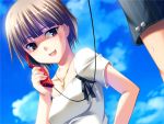  brown_hair hurtbreak_wonderland jewelry mizui_satsuki natsukon necklace phone ribbon short_hair 