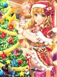  antlers bad_id blonde_hair capelet chandelier christmas_tree copyright_request furyou_michi_~_gang_lord gift hat holding long_hair looking_at_viewer mirror mizuhara_akoya santa_hat smile solo star watermark yellow_eyes yeonwa 