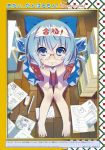  barefoot bespectacled blue_eyes blue_hair blush book cirno dress eraser feet glasses headband holding holding_book ice ice_wings looking_at_viewer paper pencil short_hair sitting solo sweatdrop toes touhou translation_request wings zpolice 