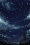  1girl backpack clouds highres hoodie night night_sky original scenery sky solo star star_(sky) starry_sky telescope v-any 