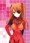  azunyan73 blue_eyes brown_hair evangelion:_3.0_you_can_(not)_redo eyepatch hair_ornament hand_on_hip highres long_hair looking_at_viewer neon_genesis_evangelion rebuild_of_evangelion shikinami_asuka_langley smile solo soryu_asuka_langley souryuu_asuka_langley 