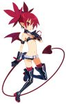  bat_wings belt beltskirt boots bracelet choker demon_girl demon_tail disgaea disgaea_d2 earrings etna flat_chest gloves harada_takehito highres jewelry navel official_art pointy_ears red_eyes short_shorts shorts simple_background solo tail thigh-highs thigh_boots thighhighs twintails white_background wings 