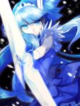  aoki_reika arrow blue_eyes blue_hair bow_(weapon) cure_beauty hoo precure serious skirt smile_precure! snow solo tiara weapon 