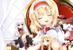  blonde_hair brown_hair closed_eyes combing doll doll_joints eyes_closed kotomuke_fuurin long_hair red_eyes short_hair silver_hair touhou yellow_eyes 