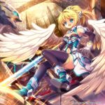  blonde_hair blue_eyes capura_lin gloves original solo sword thigh-highs thighhighs weapon wings 