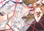  armpits asuna_(sao) asuna_(sao-alo) brown_eyes brown_hair caidychen choker dress legs long_hair navel pointy_ears ribbon ribbons solo space stars sword_art_online titania_(sao) yuuki_asuna 