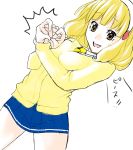  blonde_hair blush female hairband kise_yayoi open_mouth ponytail precure short_hair skirt smile smile_precure! solo sweatdrop yasuda_suzuhito yellow_eyes you&#039;re_doing_it_wrong you're_doing_it_wrong 