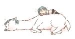  alpaca animalization blue_hair hair_ornament hairclip lying mahou_shoujo_madoka_magica miki_sayaka mukiki school_uniform short_hair sleeping tail 