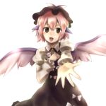  animal_ears blush hadurin_(zdmzy) hat looking_at_viewer mystia_lorelei open_mouth simple_background solo touhou white_background wings 