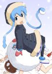  dress gloves jacket mini-ikamusume mittens scarf segayuusuke shinryaku!_ikamusume shoes sitting skirt sneakers snow snowball snowman tentacle tentacles 