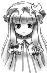  :&lt; bust hadurin_(zdmzy) hat highres looking_at_viewer monochrome no_nose patchouli_knowledge simple_background sketch solo touhou white_background 