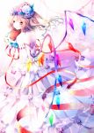  bare_shoulders blonde_hair blush bouquet dress flandre_scarlet flower hat holding red_eyes red_rose riichu rose side_ponytail smile solo touhou white_dress wings 
