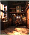  book bottle cabinet candle candle_holder chair desk door english handle holding inside interior laboratory no_humans original painting_(object) portrait quill realistic scale scenery shelves window 