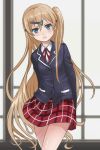  alternate_hairstyle blonde_hair blue_eyes chuunibyou_demo_koi_ga_shitai! dekomori_sanae hair_ornament hairclip jigoku_inu long_hair school_uniform side_ponytail solo very_long_hair 