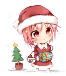  chibi christmas hat komeiji_satori pink_hair red_eyes santa_costume short_hair solo third_eye tosura-ayato touhou 